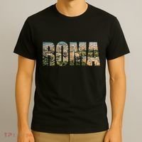 Roma Rome Italy Italia Urban Skyline Photography Font T-Shirt thumb 3