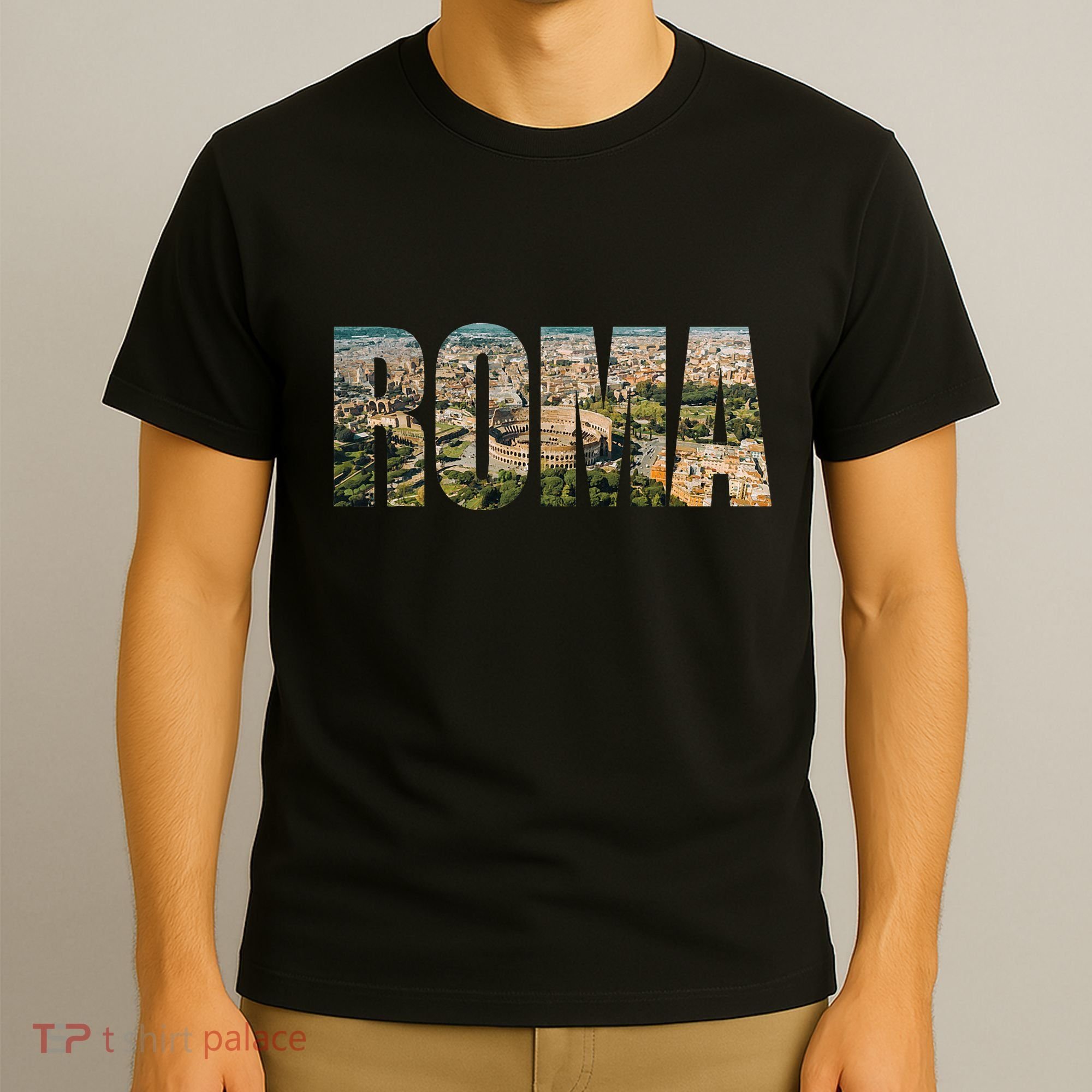 Roma Rome Italy Italia Urban Skyline Photography Font T-Shirt