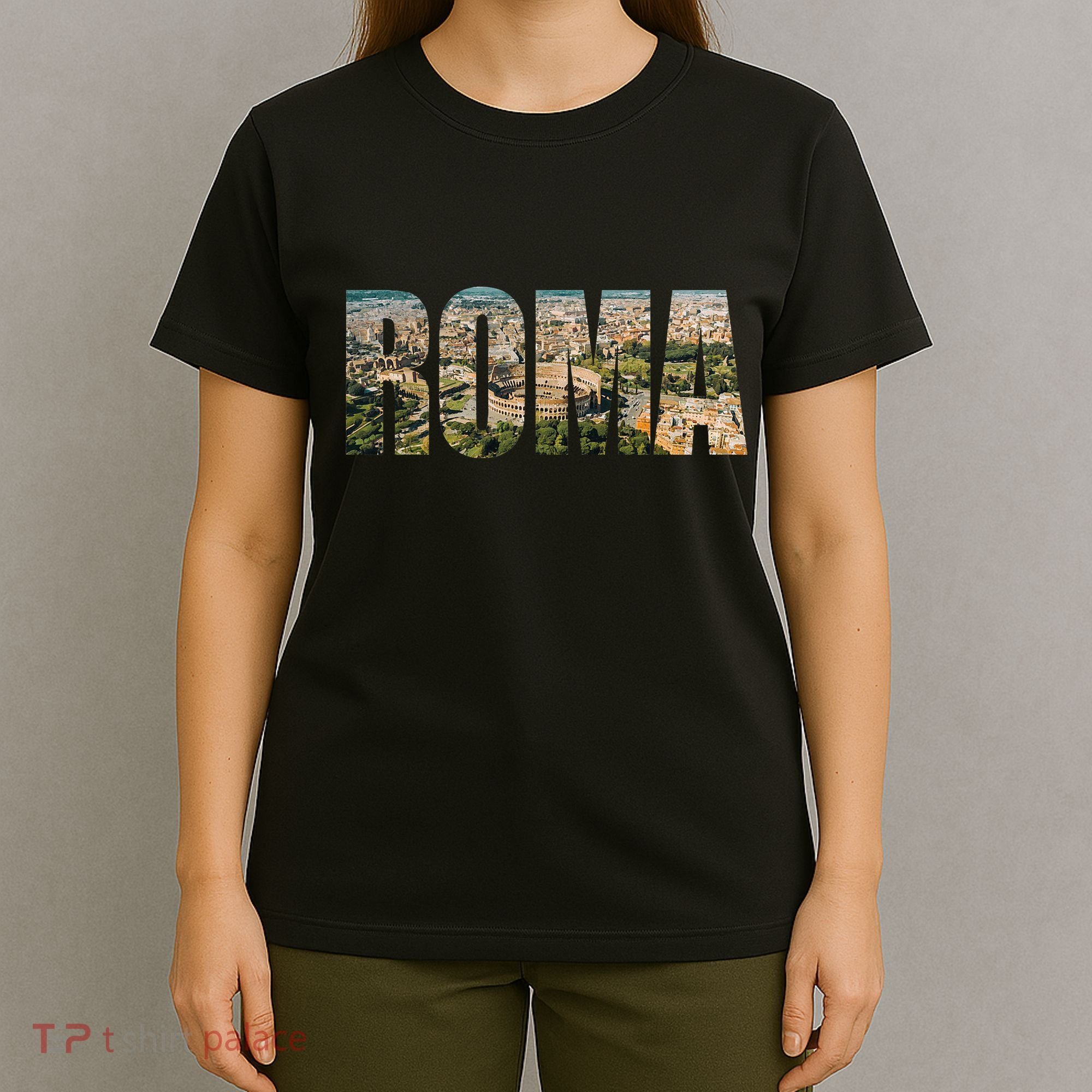 Roma Rome Italy Italia Urban Skyline Photography Font T-Shirt