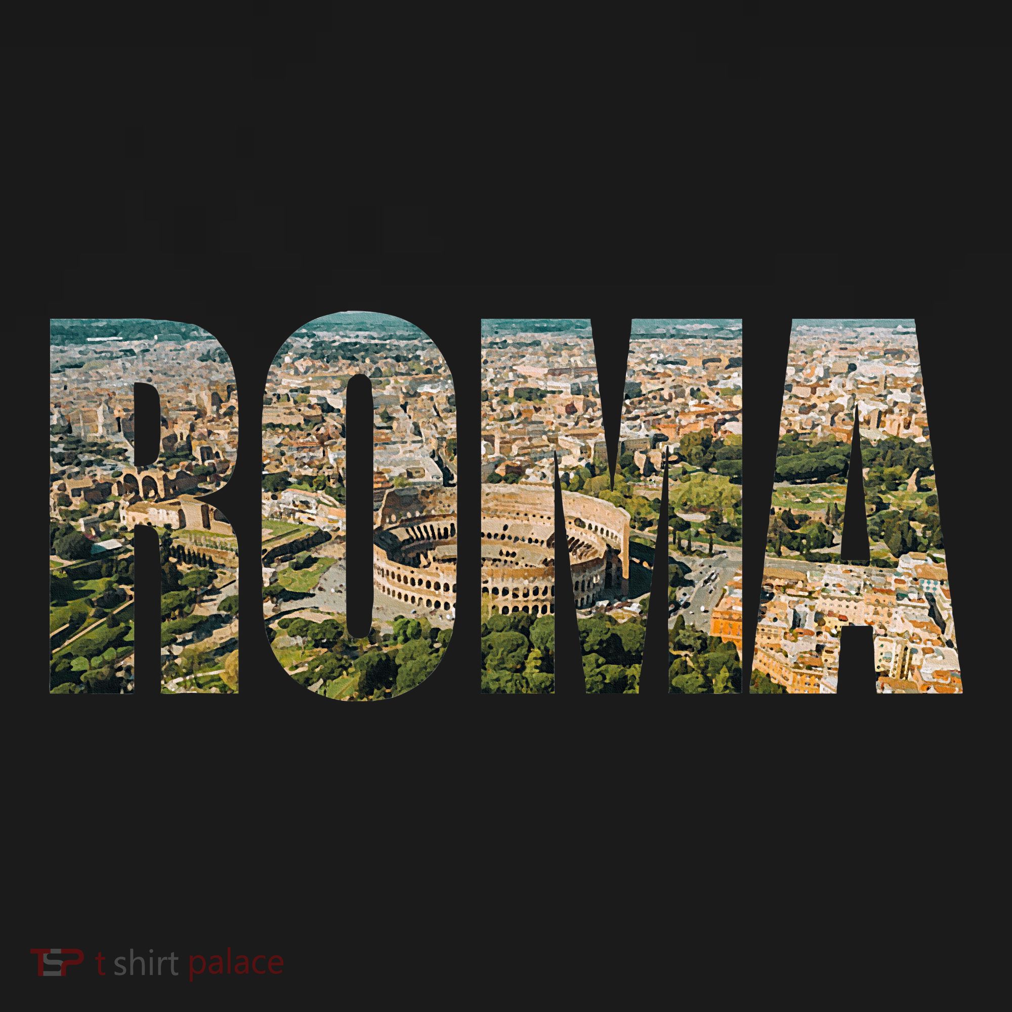 Roma Rome Italy Italia Urban Skyline Photography Font T-Shirt