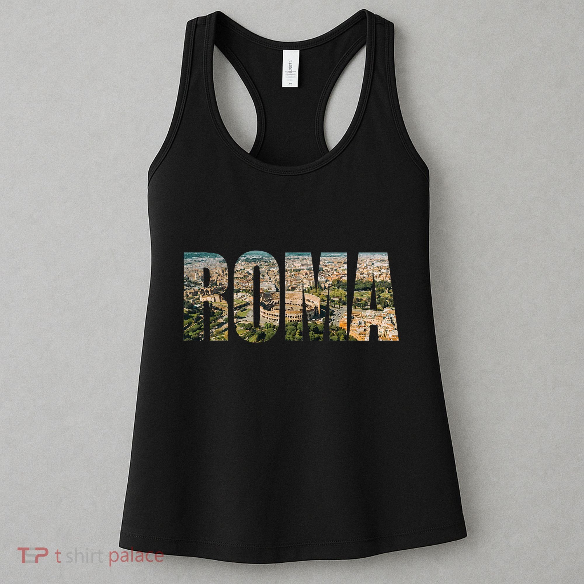 Roma Rome Italy Italia Urban Skyline Photography Font Women's Tank Top