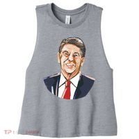 Ronald Reagan Illustration Women's Racerback Cropped Tank thumb 0