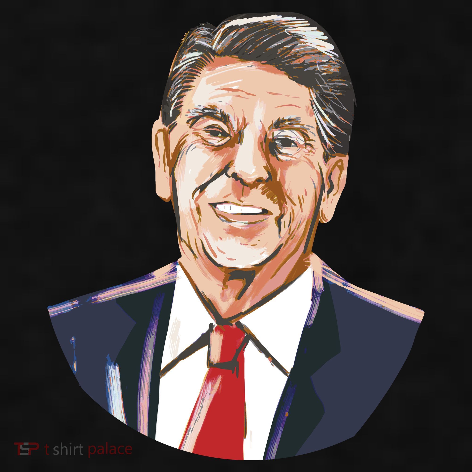 Ronald Reagan Illustration Ladies PosiCharge Tri-Blend Wicking Tank