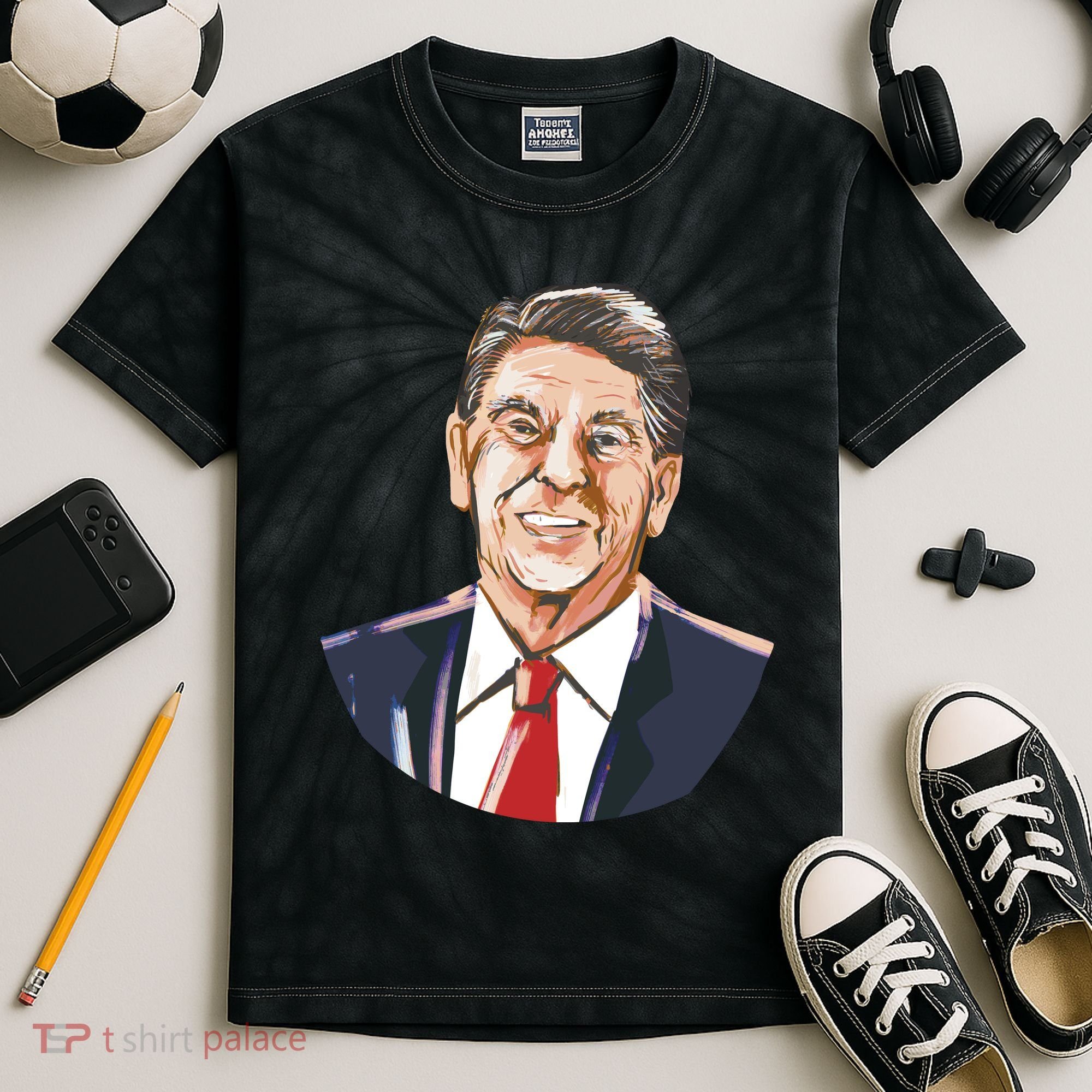 Ronald Reagan Illustration Kids Tie-Dye T-Shirt