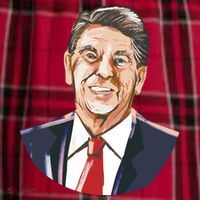 Ronald Reagan Illustration Men's Flannel Plaid Pajama Pants thumb 2
