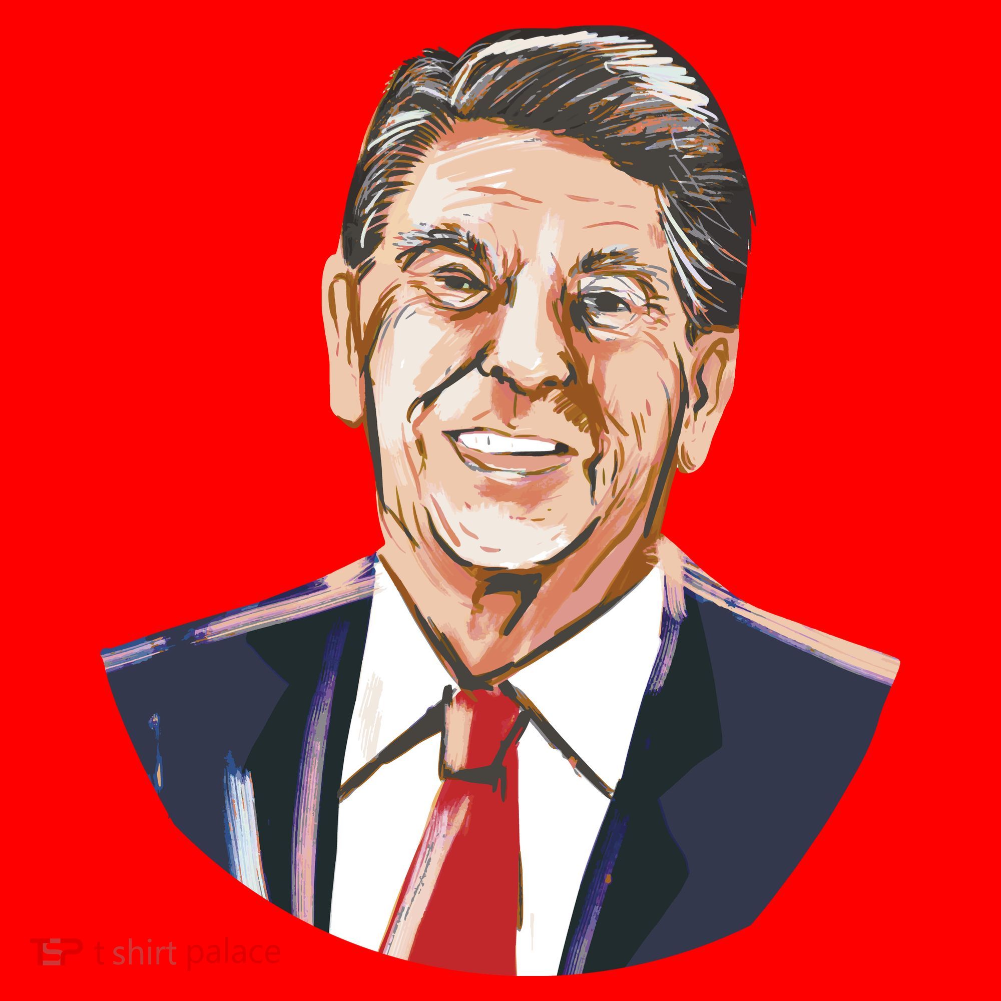 Ronald Reagan Illustration Santa Hat