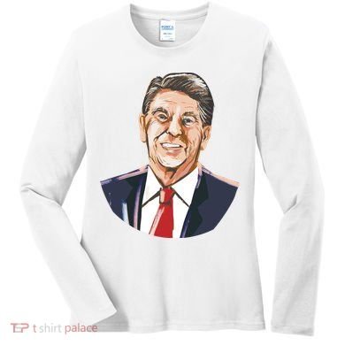 Ronald Reagan Illustration Women's Long Sleeve Shirt