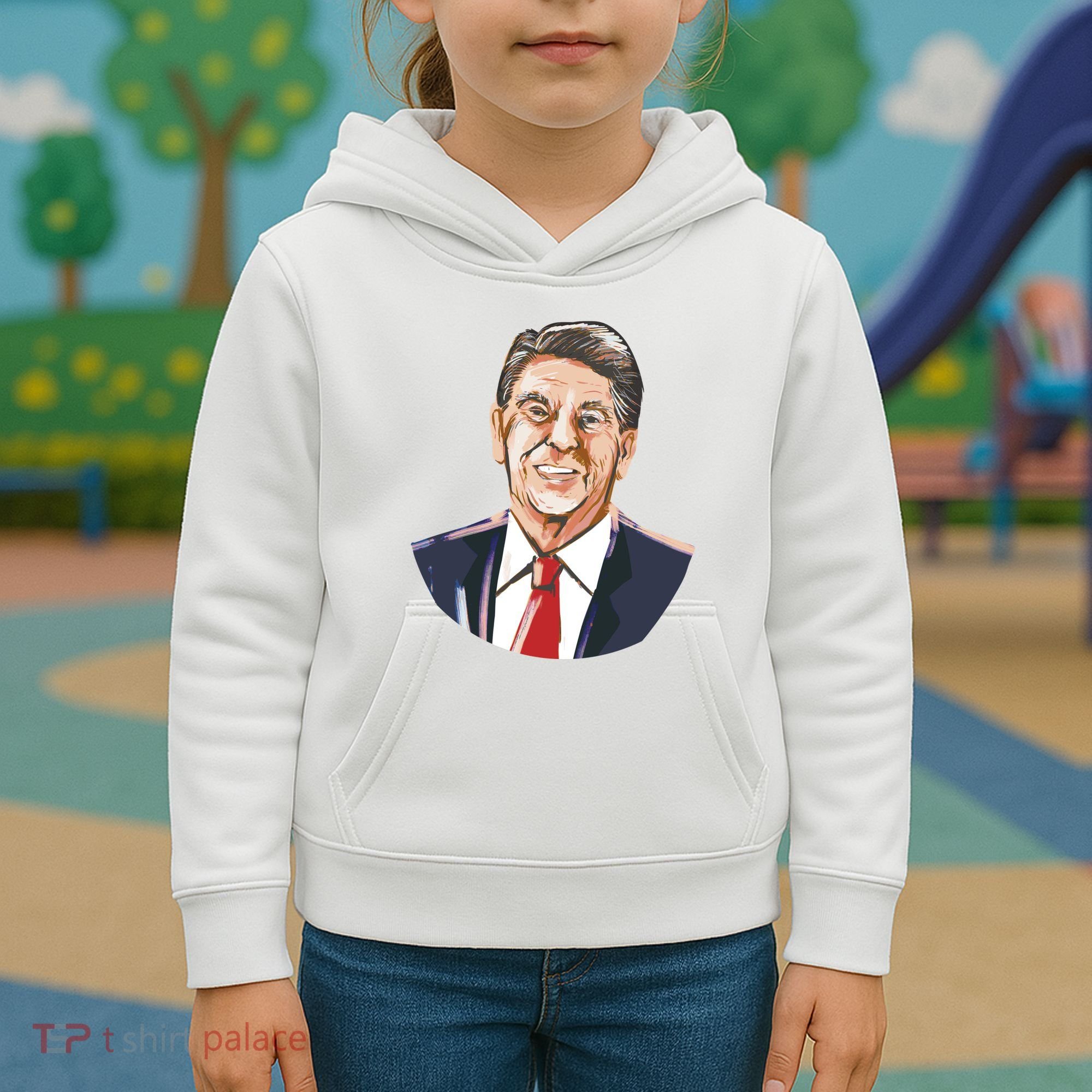 Ronald Reagan Illustration Kids Hoodie