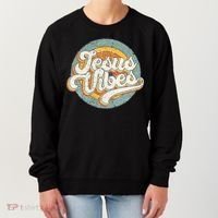 Retro Rainbow Jesus Vibes Bible Verse Christian Religious Gift Women's Sweatshirt thumb 0