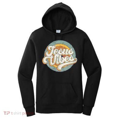 Retro Rainbow Jesus Vibes Bible Verse Christian Religious Gift Women's Hoodie