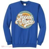Retro Rainbow Jesus Vibes Bible Verse Christian Religious Gift Sweatshirt thumb 0