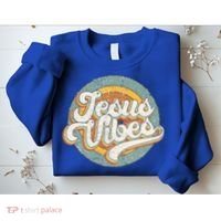 Retro Rainbow Jesus Vibes Bible Verse Christian Religious Gift Sweatshirt thumb 2