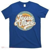 Retro Rainbow Jesus Vibes Bible Verse Christian Religious Gift T-Shirt thumb 0