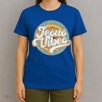 Retro Rainbow Jesus Vibes Bible Verse Christian Religious Gift T-Shirt thumb 4