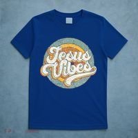 Retro Rainbow Jesus Vibes Bible Verse Christian Religious Gift T-Shirt thumb 5