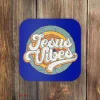 Retro Rainbow Jesus Vibes Bible Verse Christian Religious Gift Coaster thumb 0