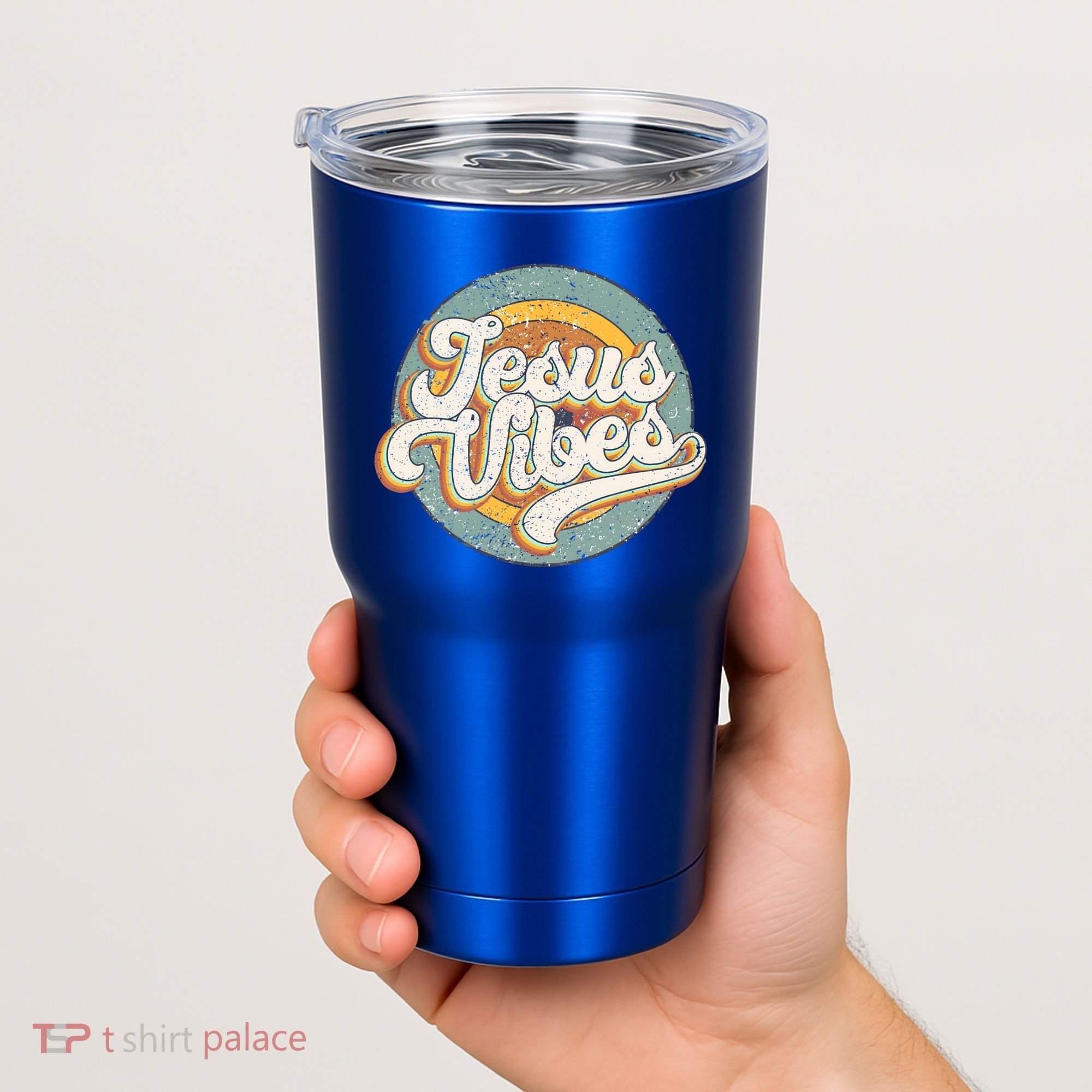 Retro Rainbow Jesus Vibes Bible Verse Christian Religious Gift Tumbler