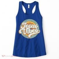 Retro Rainbow Jesus Vibes Bible Verse Christian Religious Gift Women's Tank Top thumb 0
