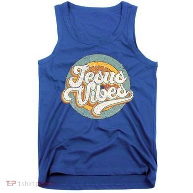 Retro Rainbow Jesus Vibes Bible Verse Christian Religious Gift Tank Top