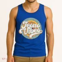 Retro Rainbow Jesus Vibes Bible Verse Christian Religious Gift Tank Top thumb 3