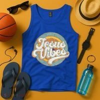 Retro Rainbow Jesus Vibes Bible Verse Christian Religious Gift Tank Top thumb 4