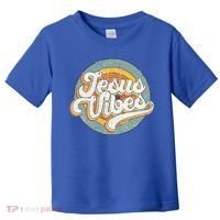 Retro Rainbow Jesus Vibes Bible Verse Christian Religious Gift Toddler T-Shirt thumb 0
