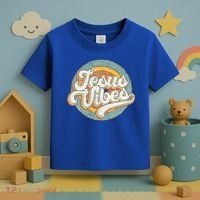 Retro Rainbow Jesus Vibes Bible Verse Christian Religious Gift Toddler T-Shirt thumb 3