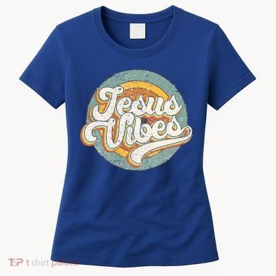 Retro Rainbow Jesus Vibes Bible Verse Christian Religious Gift Women's T-Shirt