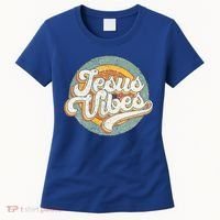 Retro Rainbow Jesus Vibes Bible Verse Christian Religious Gift Women's T-Shirt thumb 0