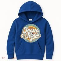 Retro Rainbow Jesus Vibes Bible Verse Christian Religious Gift Kids Hoodie thumb 0