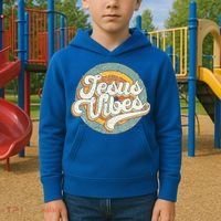 Retro Rainbow Jesus Vibes Bible Verse Christian Religious Gift Kids Hoodie thumb 2