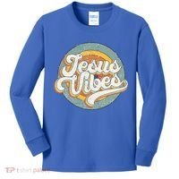 Retro Rainbow Jesus Vibes Bible Verse Christian Religious Gift Kids Long Sleeve Shirt thumb 0