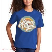 Retro Rainbow Jesus Vibes Bible Verse Christian Religious Gift Kids T-Shirt thumb 2