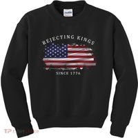 Retro Rejecting Kings Since 1776 Protest Pro Democracy Kids Sweatshirt thumb 0