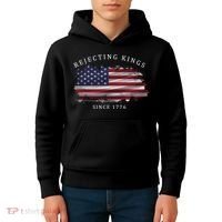 Retro Rejecting Kings Since 1776 Protest Pro Democracy Kids Hoodie thumb 4
