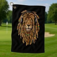 Rasta Reggae Lion Music Art For Rastafari Lover Golf Towel thumb 1