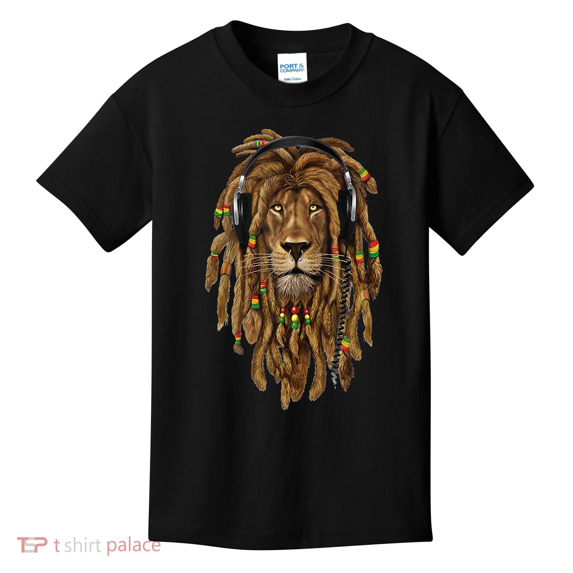 Rasta Reggae Lion Music Art For Rastafari Lover Kids T-Shirt