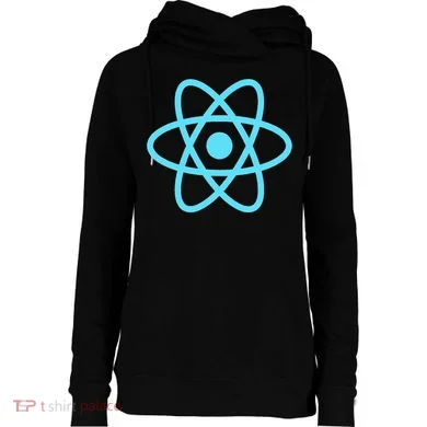 Reactjs React.Js Logo Javascript Framework Womens Funnel Neck Pullover Hood