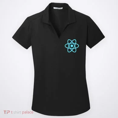 Reactjs React.Js Logo Javascript Framework Women's Dry Zone Grid Polo