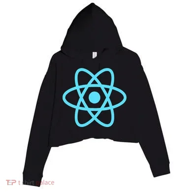 Reactjs React.Js Logo Javascript Framework Crop Fleece Hoodie