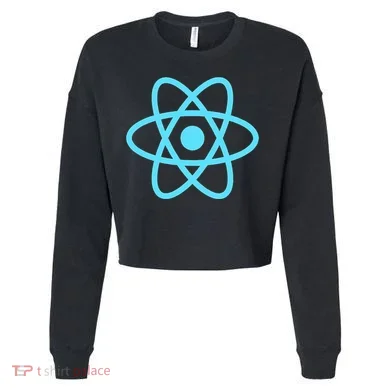 Reactjs React.Js Logo Javascript Framework Cropped Pullover Crew