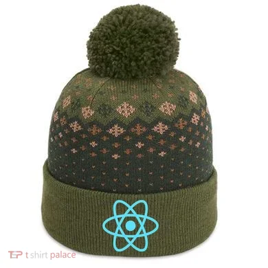 Reactjs React.Js Logo Javascript Framework The Baniff Cuffed Pom Beanie