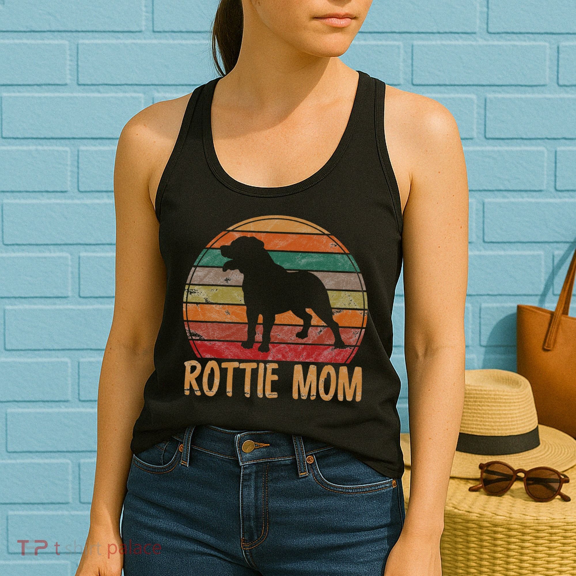 Retro Rottweiler Mom Gift Rott Dog Mother Pet Rottie Mama Women's Tank Top