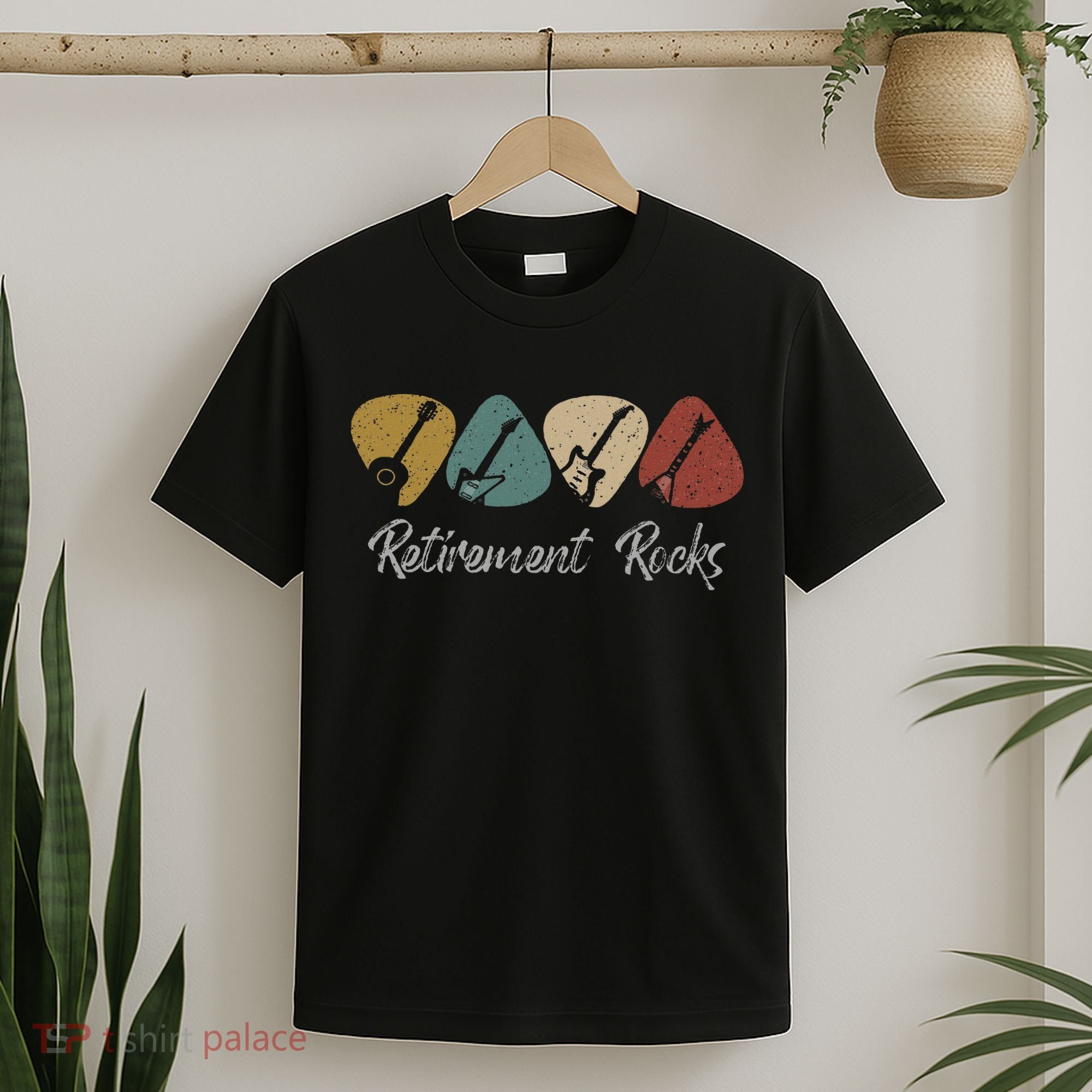 Retirement Rocks Musician Guitar Pick Guitars Guitarists T-Shirt