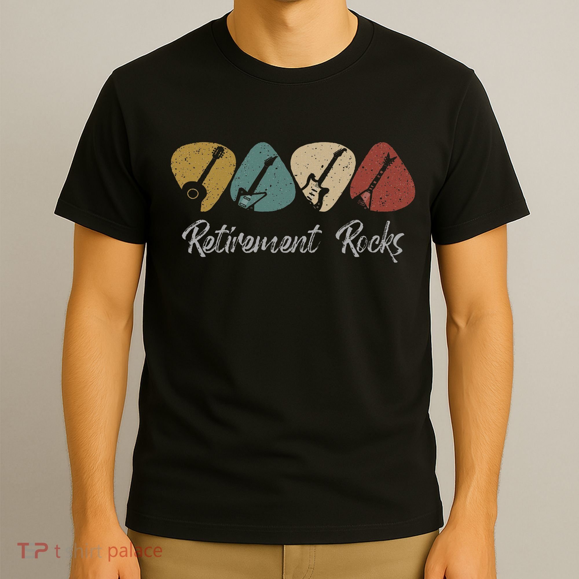 Retirement Rocks Musician Guitar Pick Guitars Guitarists T-Shirt