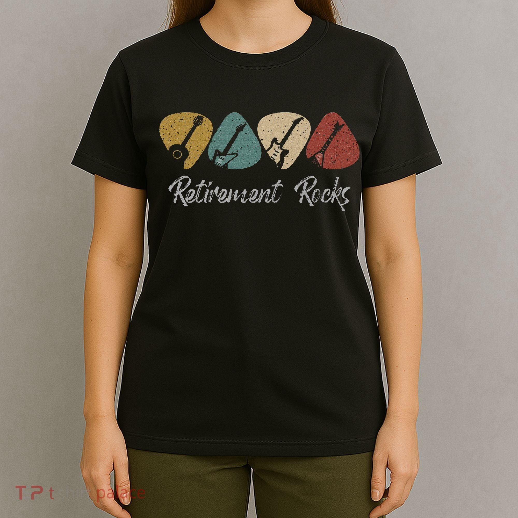 Retirement Rocks Musician Guitar Pick Guitars Guitarists T-Shirt