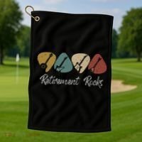 Retirement Rocks Musician Guitar Pick Guitars Guitarists Golf Towel thumb 1