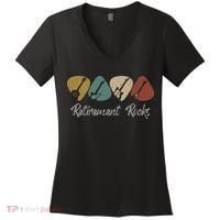 Retirement Rocks Musician Guitar Pick Guitars Guitarists Women's V-Neck T-Shirt thumb 0
