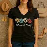 Retirement Rocks Musician Guitar Pick Guitars Guitarists Women's V-Neck T-Shirt thumb 3