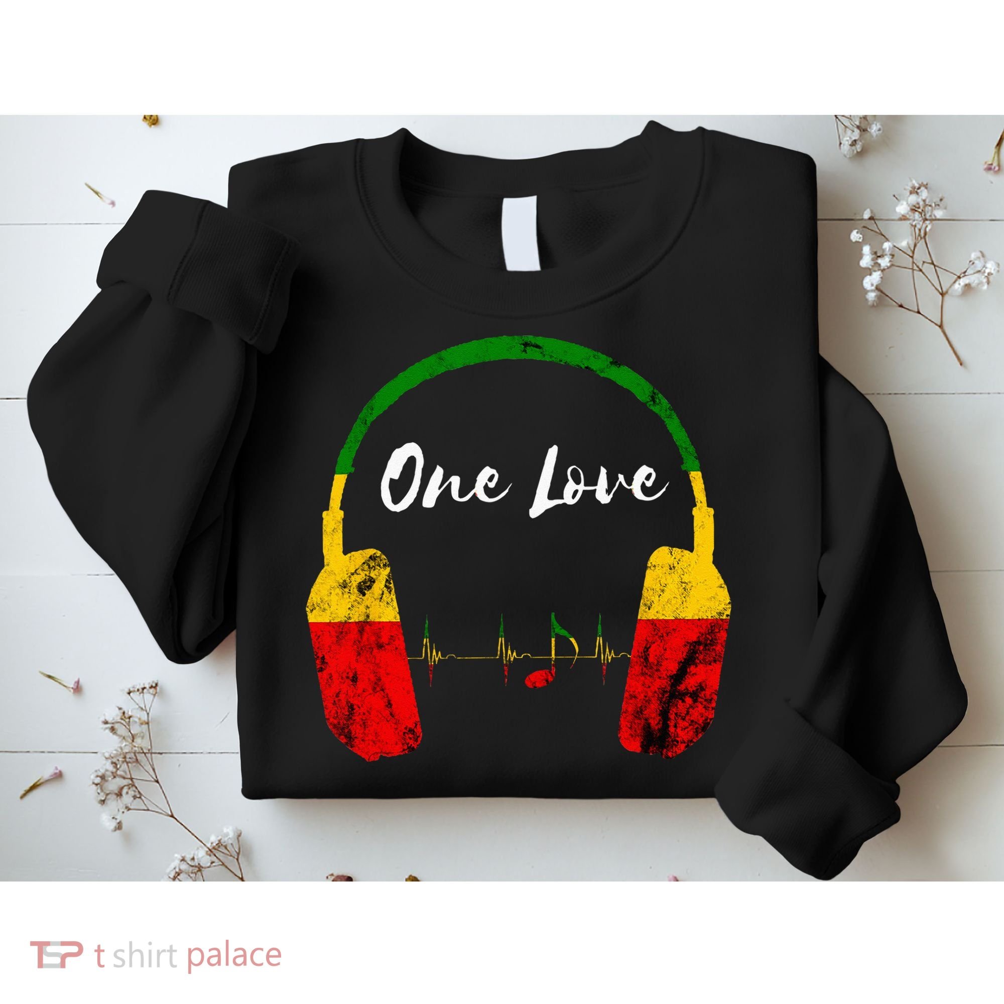 Rasta Reggae Music Headphones Jamaican Pride One Love Sweatshirt